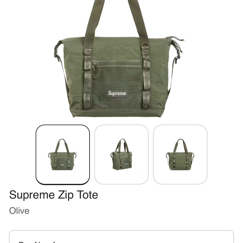 Supreme Olive Zip Tote Bag